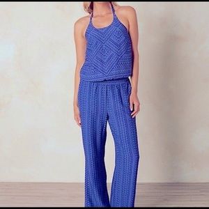 Prana Pants & Jumpsuits Prana Blue Halter Shelf Bra Jumpsuit With Pockets large